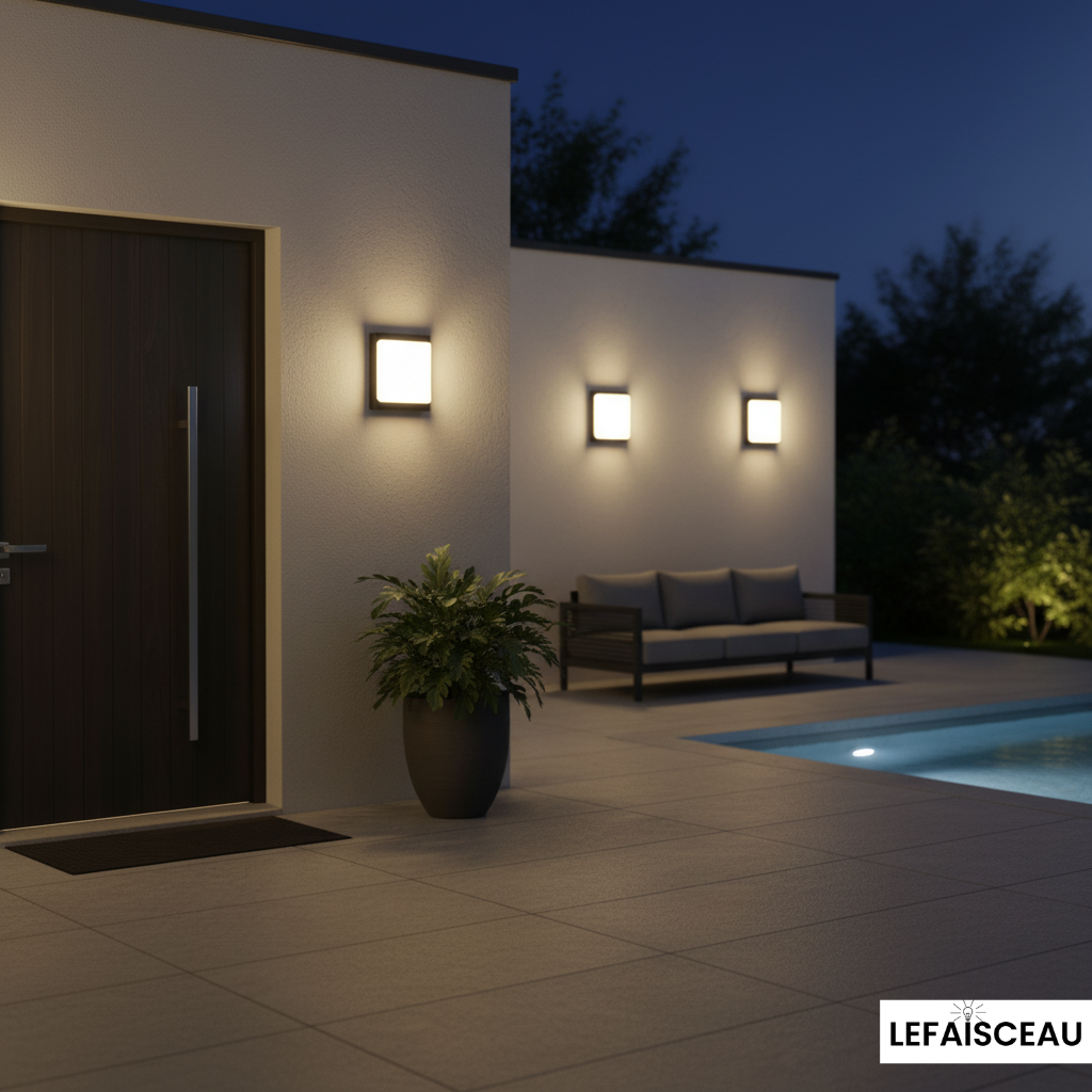 Applique murale extérieure carré