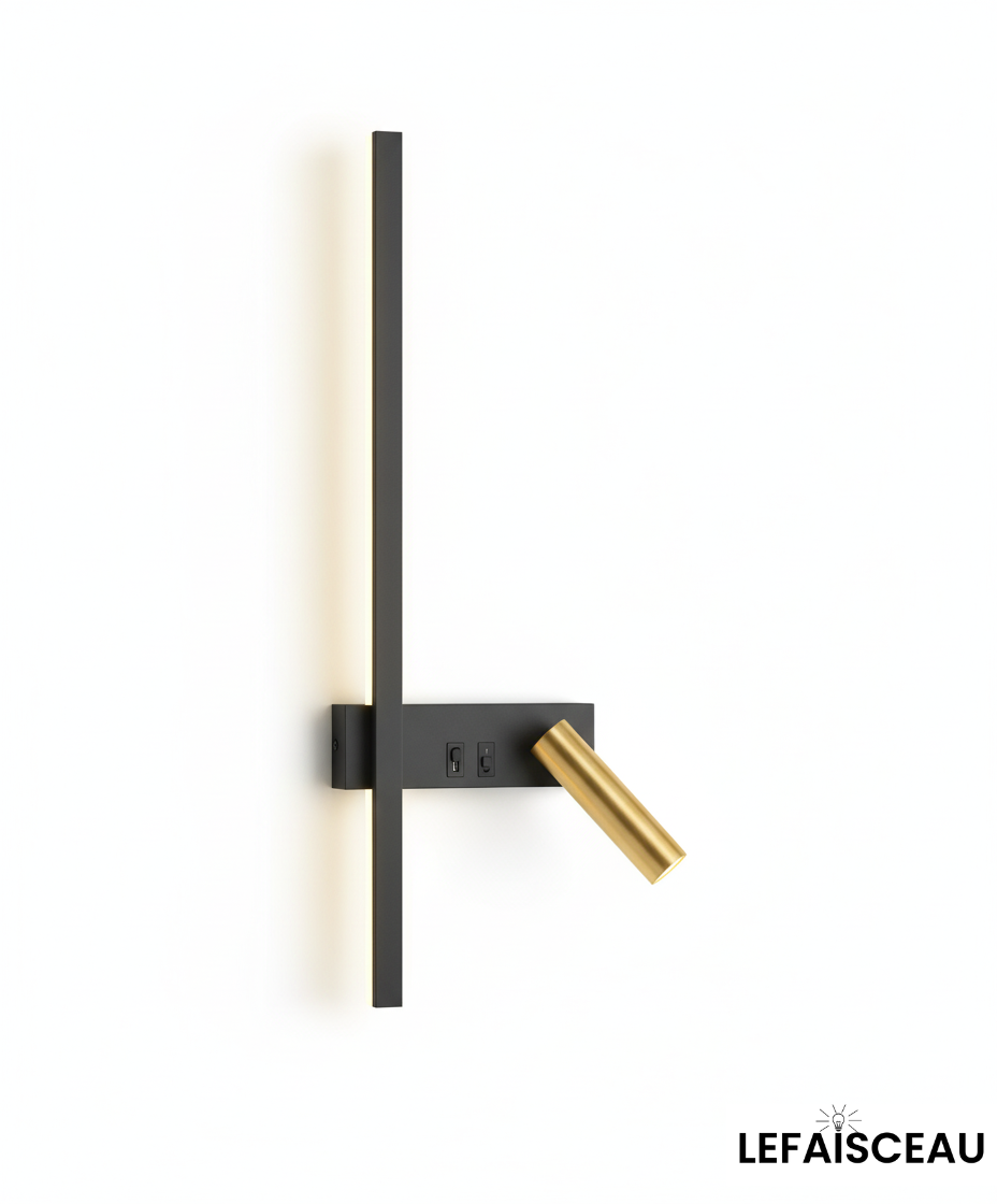 Applique murale LED à double éclairage (Noir et Or)